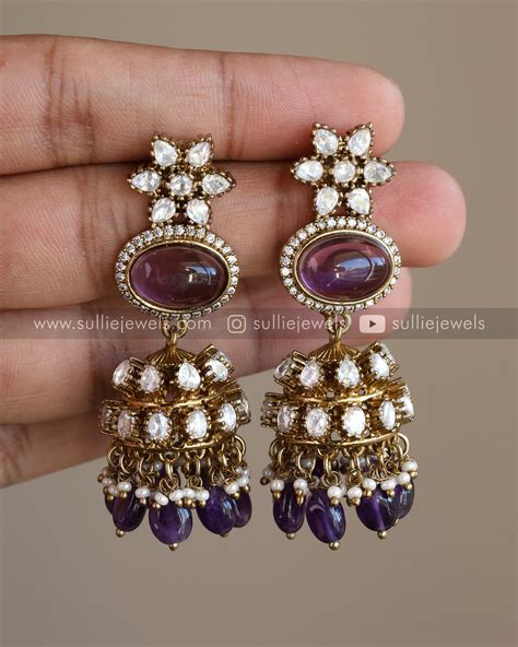 Victorian Premium Violet Long Chain Haram with Jhumka – sulliejewels