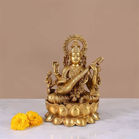 Brass Goddess Saraswati Idol ( 12" ), Buy Brass Goddess Saraswati Idol ...