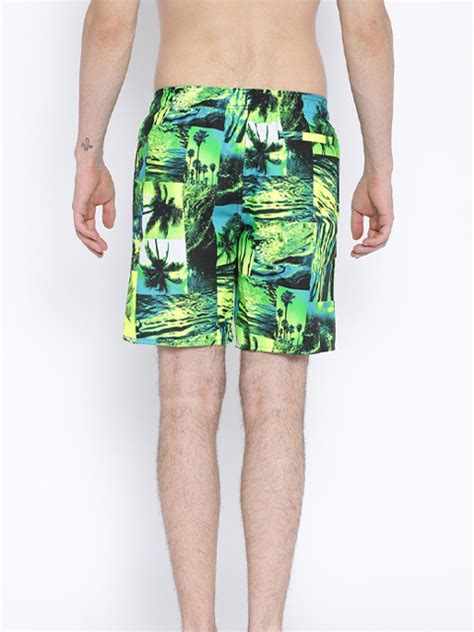 Green Printed Swim Shorts