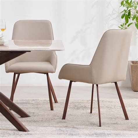 Buy Dune Set of 2 Faux Leather Dining Chairs - Beige from Home Centre ...