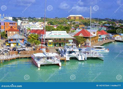 St John`s and a Cruise Port in Antigua, Caribbean Editorial Stock Image ...