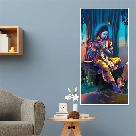 Lord Krishna With Flute Canvas Wall Painting – Vibecrafts