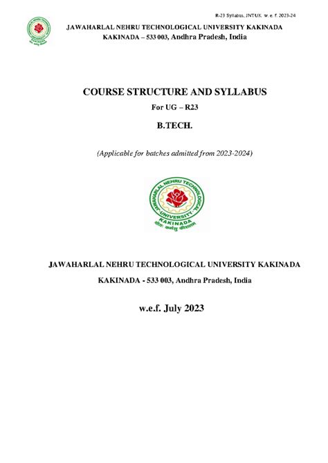 R23 CS Draft - Embedded Systems - JAWAHARLAL NEHRU TECHNOLOGICAL ...