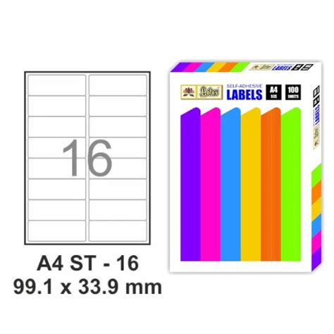Lotus A4 ST16 Labels – 16 Labels per Sheet – 100 Sheets Pack – 1600 Labels