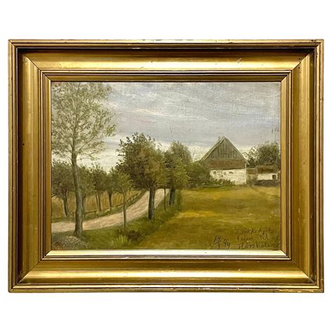 Late 19th century antique landscape oil painting with motive from Hørsholm For Sale at 1stDibs