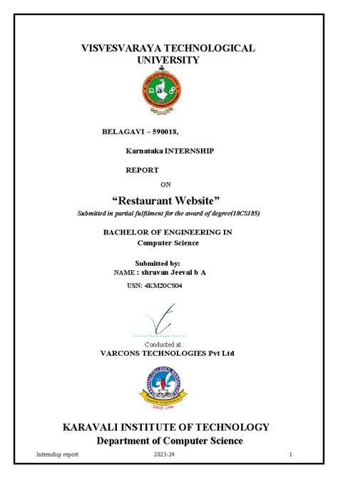 Sample report college use FSWD - VISVESVARAYA TECHNOLOGICAL UNIVERSITY ...