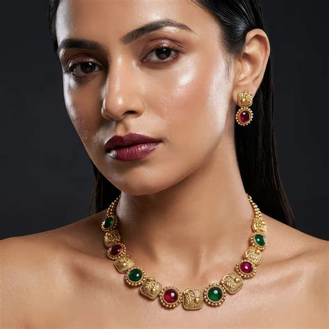 Manvi Royal Rangoli Gold Plated Necklace Set – Manvi Fashion Jewellery