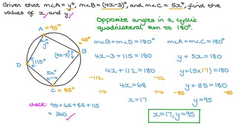Question Video: Using the Properties of Cyclic Quadrilaterals to Find ...