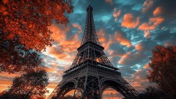 A dramatic lowangle view of the iconic eiffel tower in paris france ...