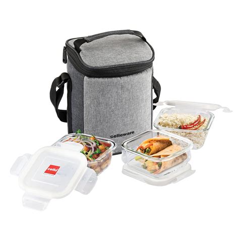 Buy CELLO Delighta Square Borosilicate Glass Lunch Box with Jacket ...