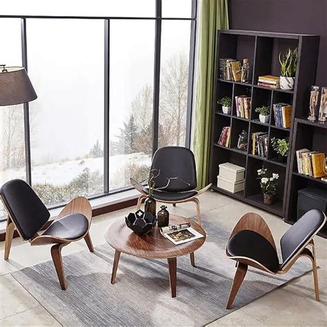 Homary Modern Shell Chair: Black Leather Lounge Chair with India | Ubuy