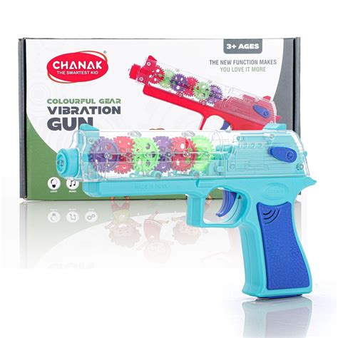 Chanak Transparent Gear Toy-Gun with Music & Lights (Blue) – chanak