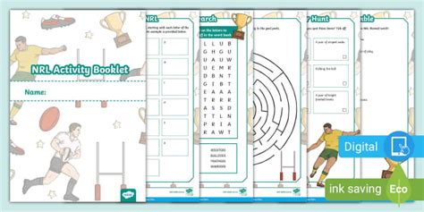 National Rugby League (NRL) Activity Booklet (teacher made)
