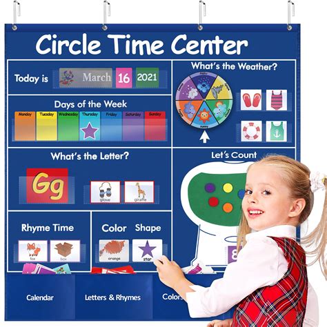 Buy Circle Learning Time Center Pocket Chart Set, Educational Pocket ...