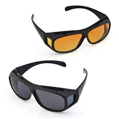 Diswa HD Vision Yellow, Black Unisex Day and Night Riding Sunglass for ...
