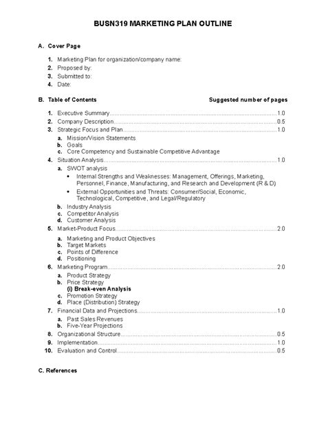 Marketing Plan Outline Example 的图像结果