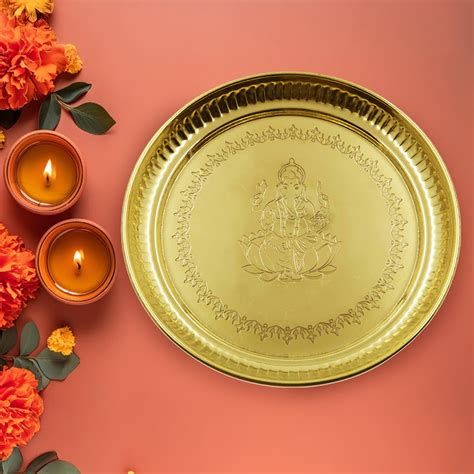 Brass Ganesha Itching Thali Size-11 (Pital Vinayak Puja Thali / Ganapa ...