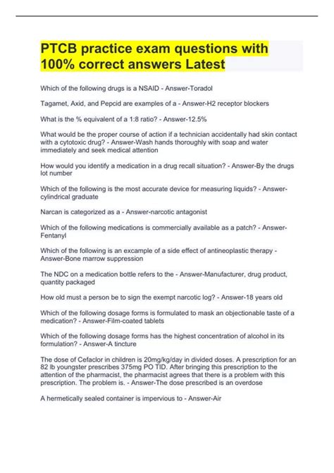 PTCB practice exam questions with 100% correct answers Latest - PTCB ...