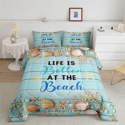 Hawaii Beach Comforter Set Queen Starfish Seashell Bedding Set ...