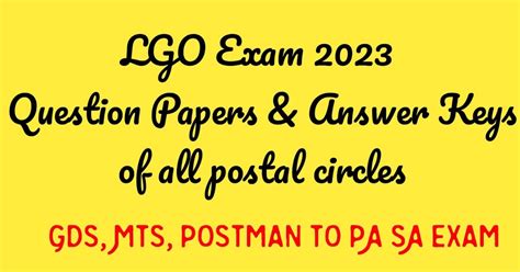 GDS to PA SA Exam 2023 Question papers with Answer keys of All Postal ...