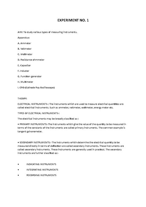 13.To study various types of measuring instruments - EXPERIMENT NO. 1 ...