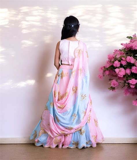 Buy Pink & Blue Embroidered Lehenga Set for Girls Online – FayonKids