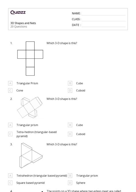 50+ 3D Shapes worksheets for 5th Class on Quizizz | Free & Printable