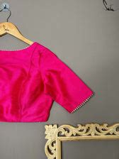 Padded Art Silk Boat Neck Blouse In Pink|Aambal|Suta