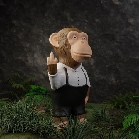 Middle Finger Ape Statue – Humorous 3d-printed Monkey Figurine, Funny ...