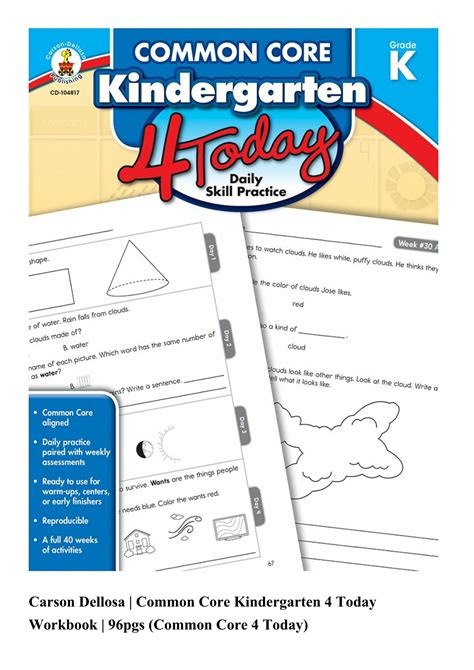 PPT - Carson Dellosa Common Core Kindergarten 4 Today Workbook 96pgs ...