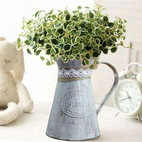 Buy Alvage Small Shabby Chic Metal Vase Farmhouse Milk Jug Primitive ...