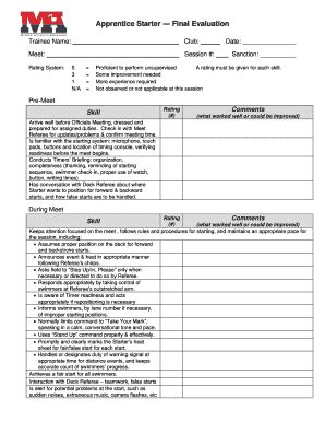 Fillable Online maswimofficials MA Apprentice Starter Final Evaluation ...