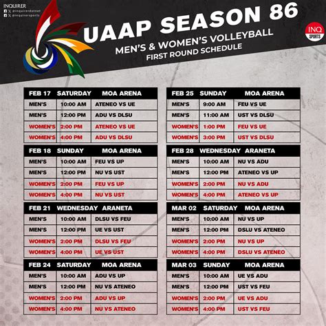 SCHEDULE: UAAP Season 86 volleyball second round