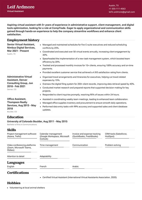 Image result for Virtual Assistant Resume