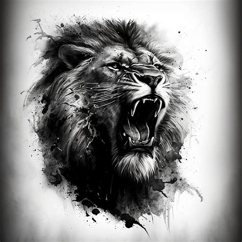 Lion Tattoo Design White Background PNG File Download High Resolution ...