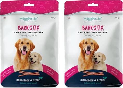Buy Wigles Barkstix Dog Treats (Chicken & Strawberry, 100G) | Fresh ...