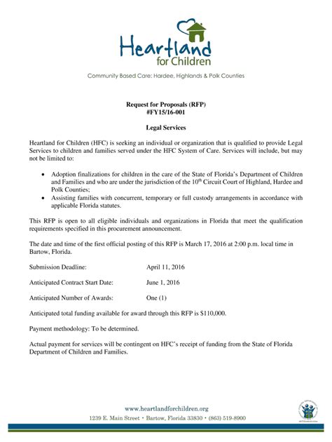 Fillable Online heartlandforchildren RFP FY1516-001 Legal Services ...