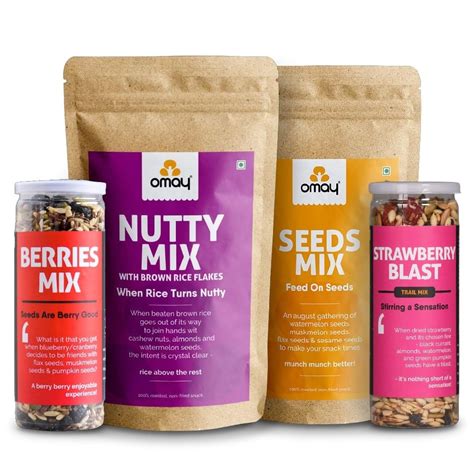 Omay Foods Essential Trail Mixes Combo Pack I Roasted Oil-Free Snacks I ...