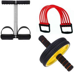 Fitnesstricks SINGLE SPRING TUMMY TRIMMER, AB WHEEL/ROLLER AND CHEST ...