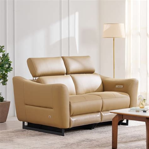 Buy Andre Half Leather 2-Seater Electric Recliner - Beige from Home ...