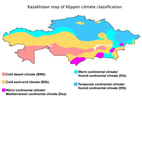 Köppen climate classification map of Kazakhstan | Map, Climate warming, Climates