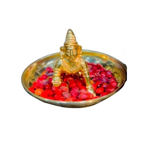 BRASS LADDU GOPAL WITH MANJADIKURU ( RED SEEDS ) AND A PLATE – Alackal ...