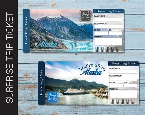 Printable ALASKA Surprise Trip Gift Ticket. Boarding Pass. | Etsy
