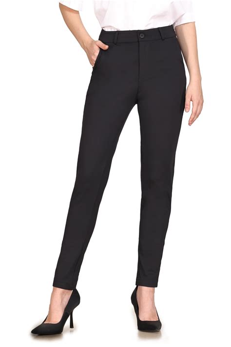 Bamans Dress Pants Women Black Work Pants Strechy Office Slacks Skinny ...