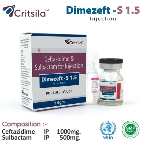 Dimezeft S 1.5 Injection (Ceftazidime (1000mg) + Sulbactam (500mg))