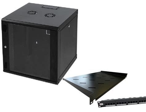 Buy 18u 450mm 19" Deep Black Wall ed Data Cabinet Patch Panel PDU Comms ...