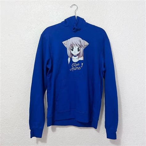 Men's Blue and White Hoodie | Depop