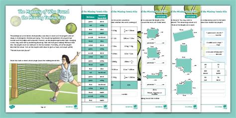 Year 5 The Mystery of Who Found the Missing Tennis Kits Maths Mystery Game