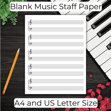 Music Manuscript Paper, Printable Blank Sheets, Piano Grand Staff ...