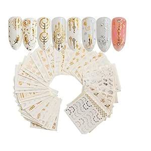 SYGA Gel Abstract Nail Art Water Transfer Decals Metallic Stickers ...